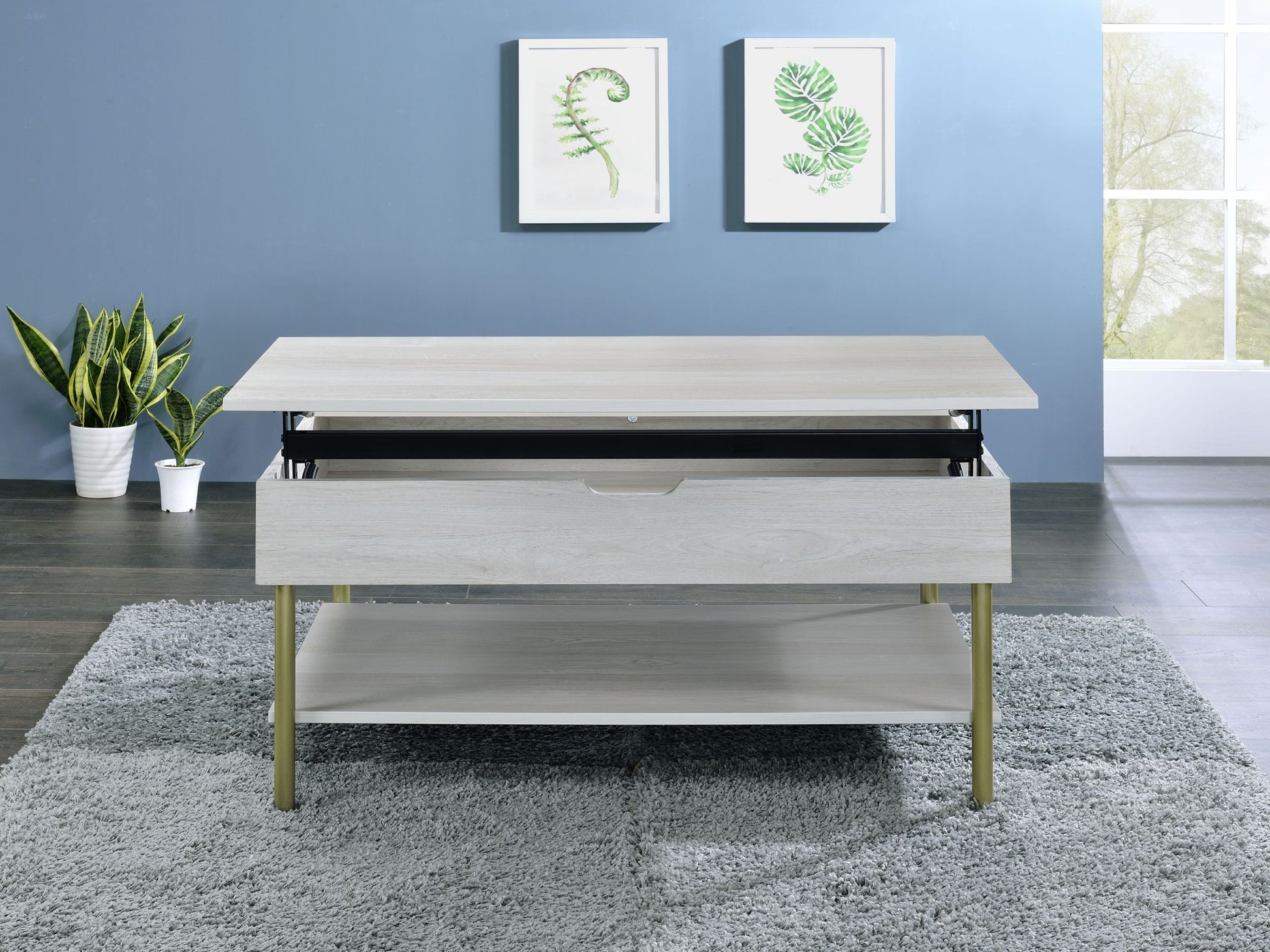 Whitman Lift Top Coffee Table White White Wood
