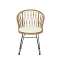 Tavon Chair,2Pcs With 2 Cushions Light Brown Foam Pe Rattan Iron