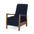 Fabric Wood Hand Manual Club Recliner Navy Blue Fabric