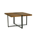 Handmade Mango Wood And Iron Square Coffee Table Walnut Brown Metal & Wood