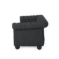 Mirod Comfy 3 Seat Sofa With Wooden Legs, For Living Room And Study Black Fabric 3 Seat