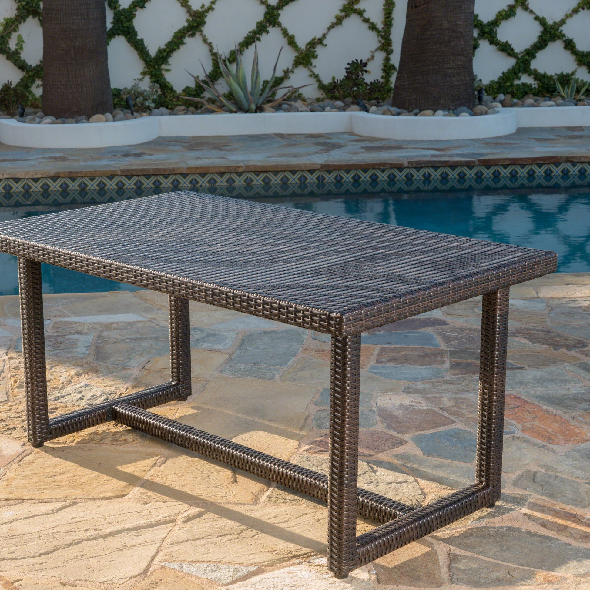 Santa Rosa Dining Table Brown Multi Rattan