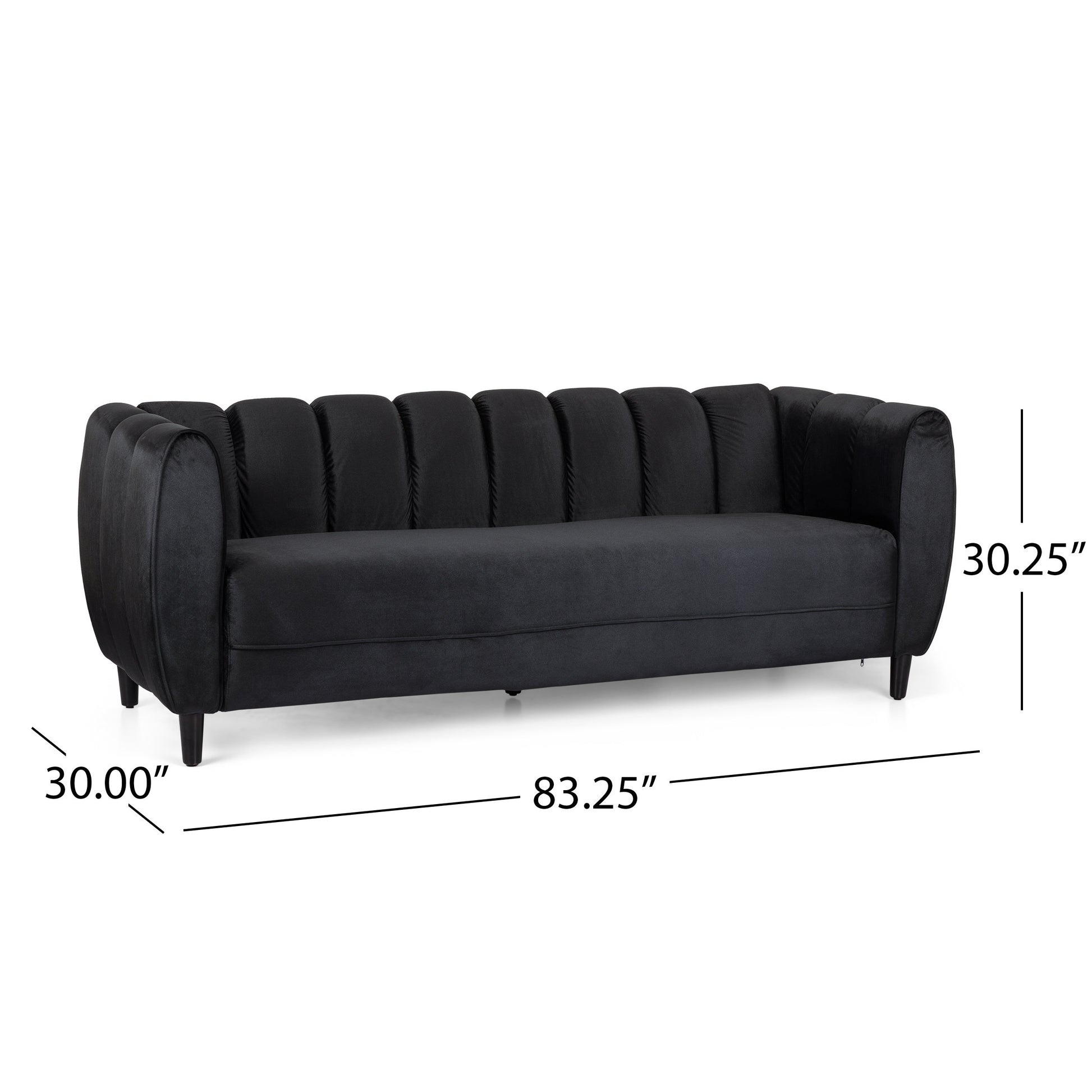 Miranda Velvet 3 Seater Sofa Black Velvet