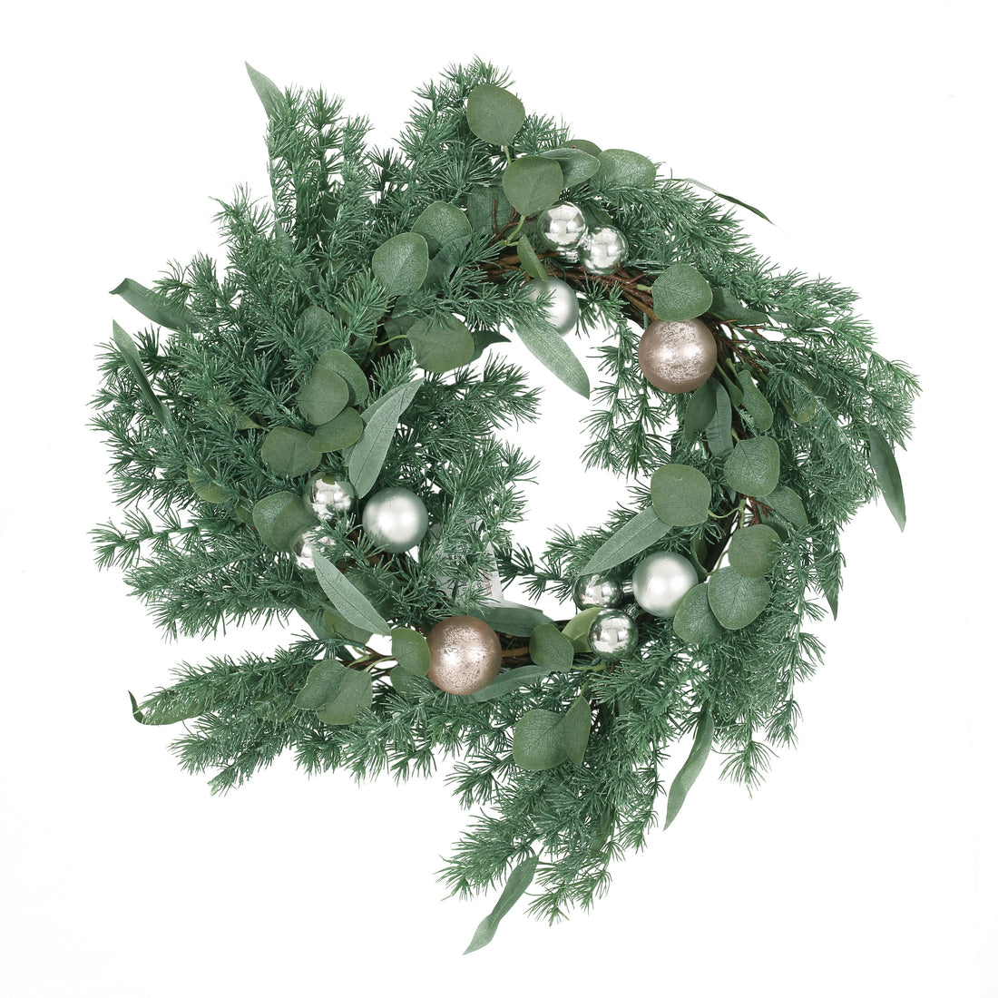 26" Pineneedle Wreath With Ball Green Polyester