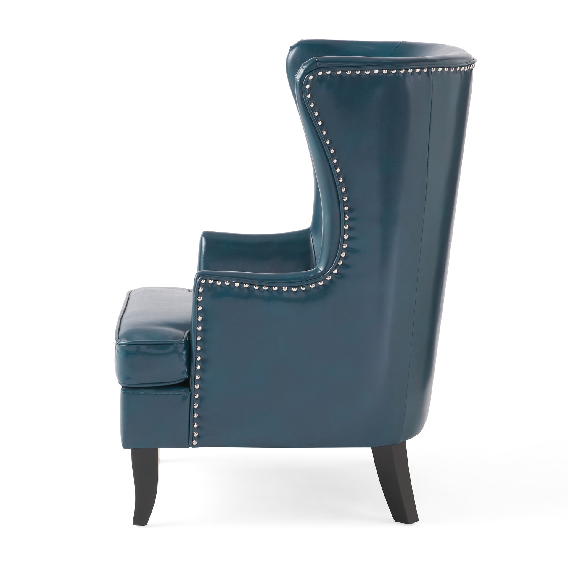 Canterbury Hi Back Wing Chair Teal Leather