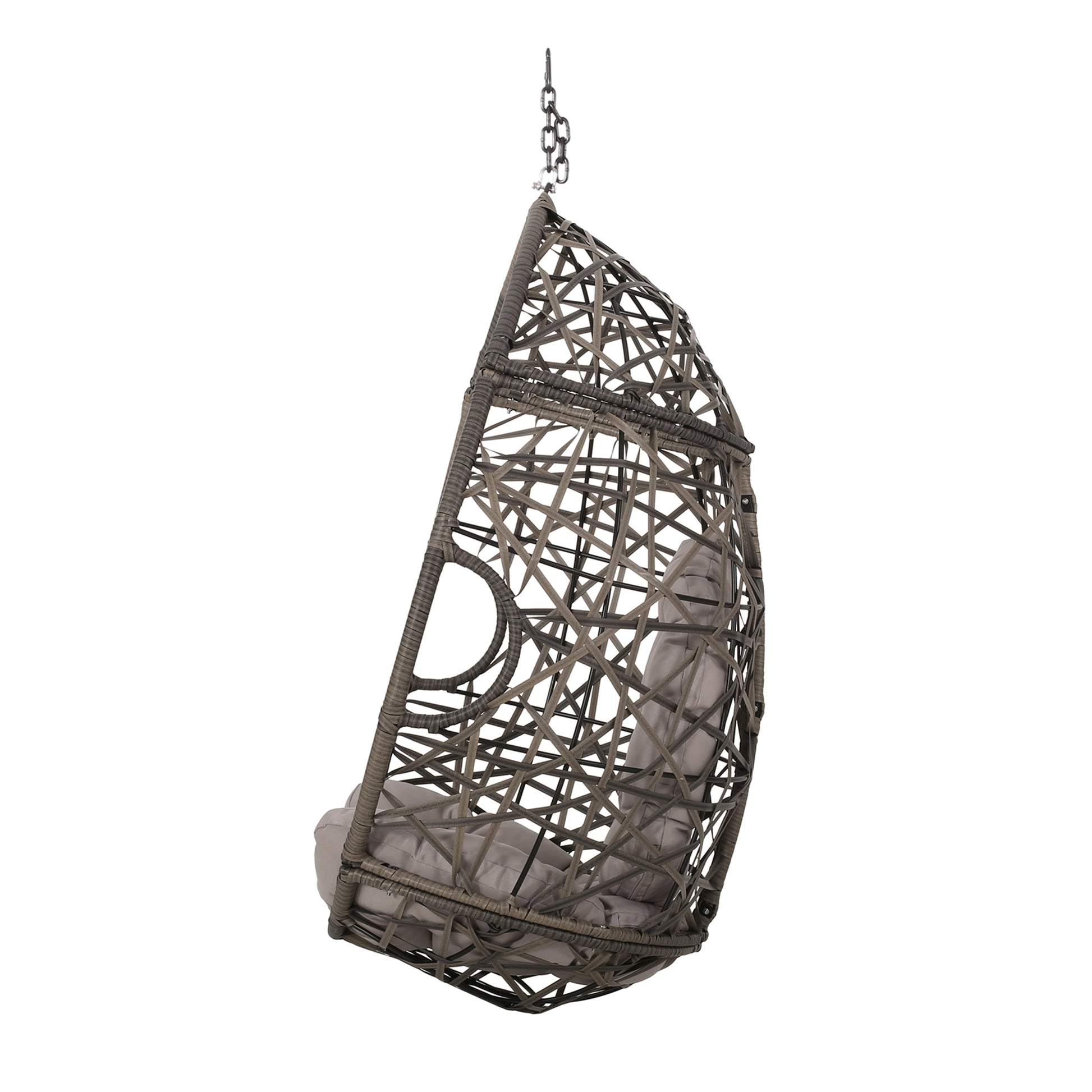 Marlin Hanging Egg Chair Basket Grey Pe Rattan Iron Waterproof Fabric