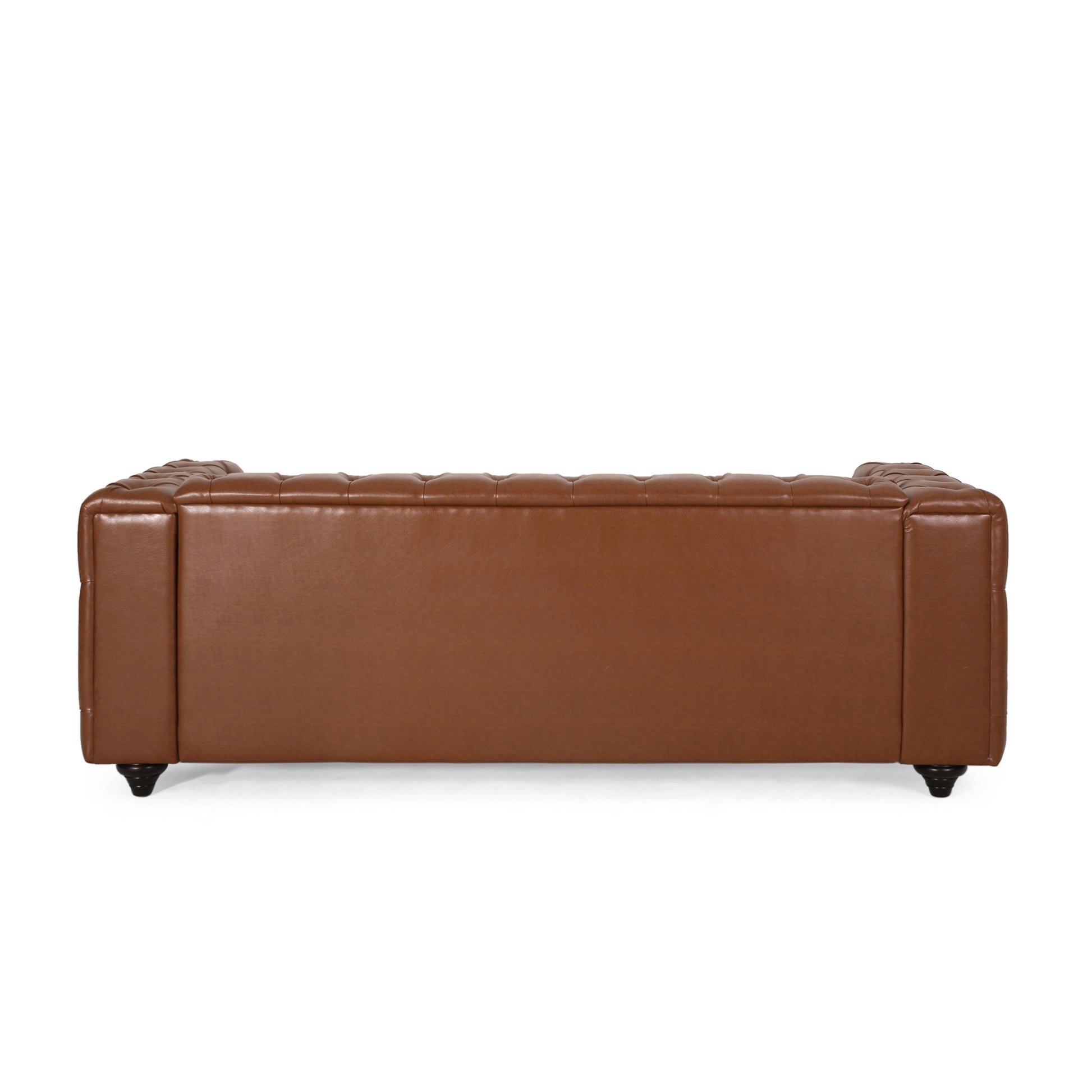 Mirod Comfy 3 Seat Sofa With Wooden Legs, Pu, For Living Room And Study Light Brown Pu 3 Seat