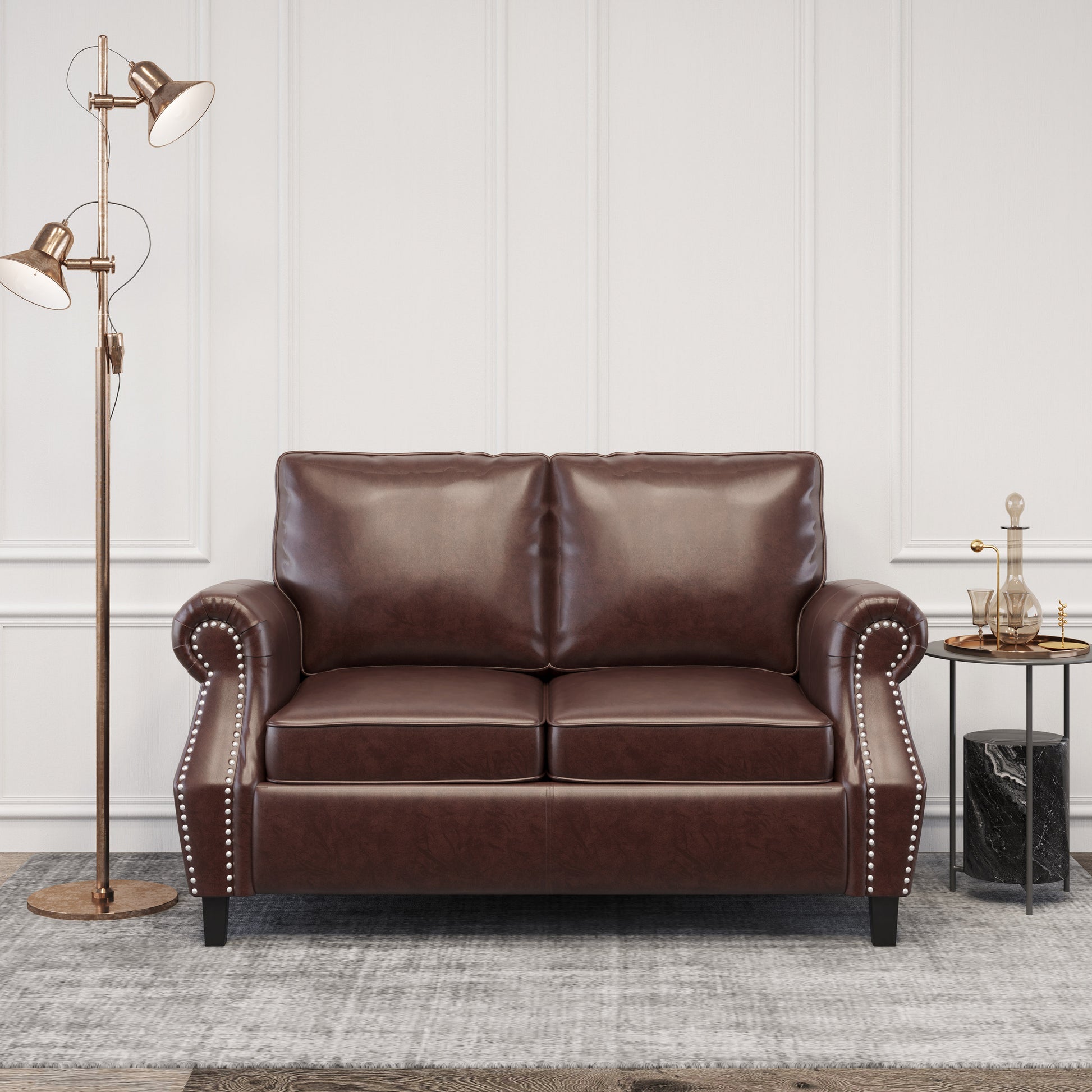 Seat Dark Brown Solid Wood Mdf
