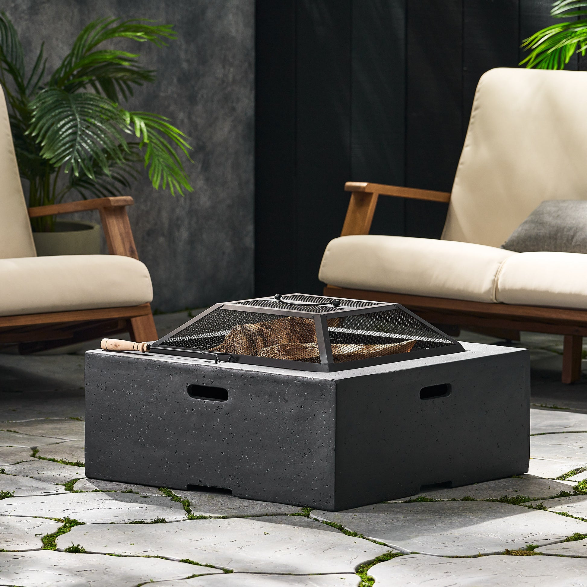 Mgo 29 Square Wood Burning Fire Pit Dark Gray Magnesium Oxide