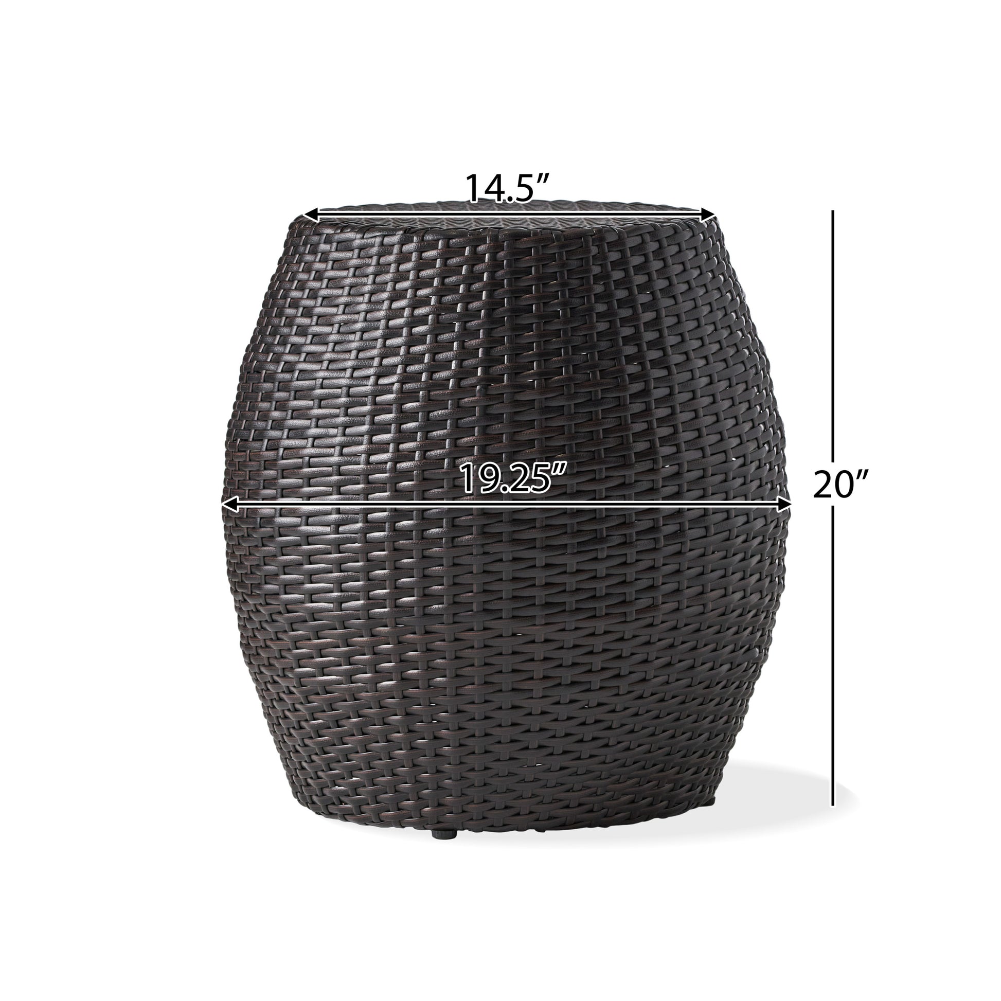 Outdoor Wicker 14.00" Patio Side Table Brown Multi Rattan