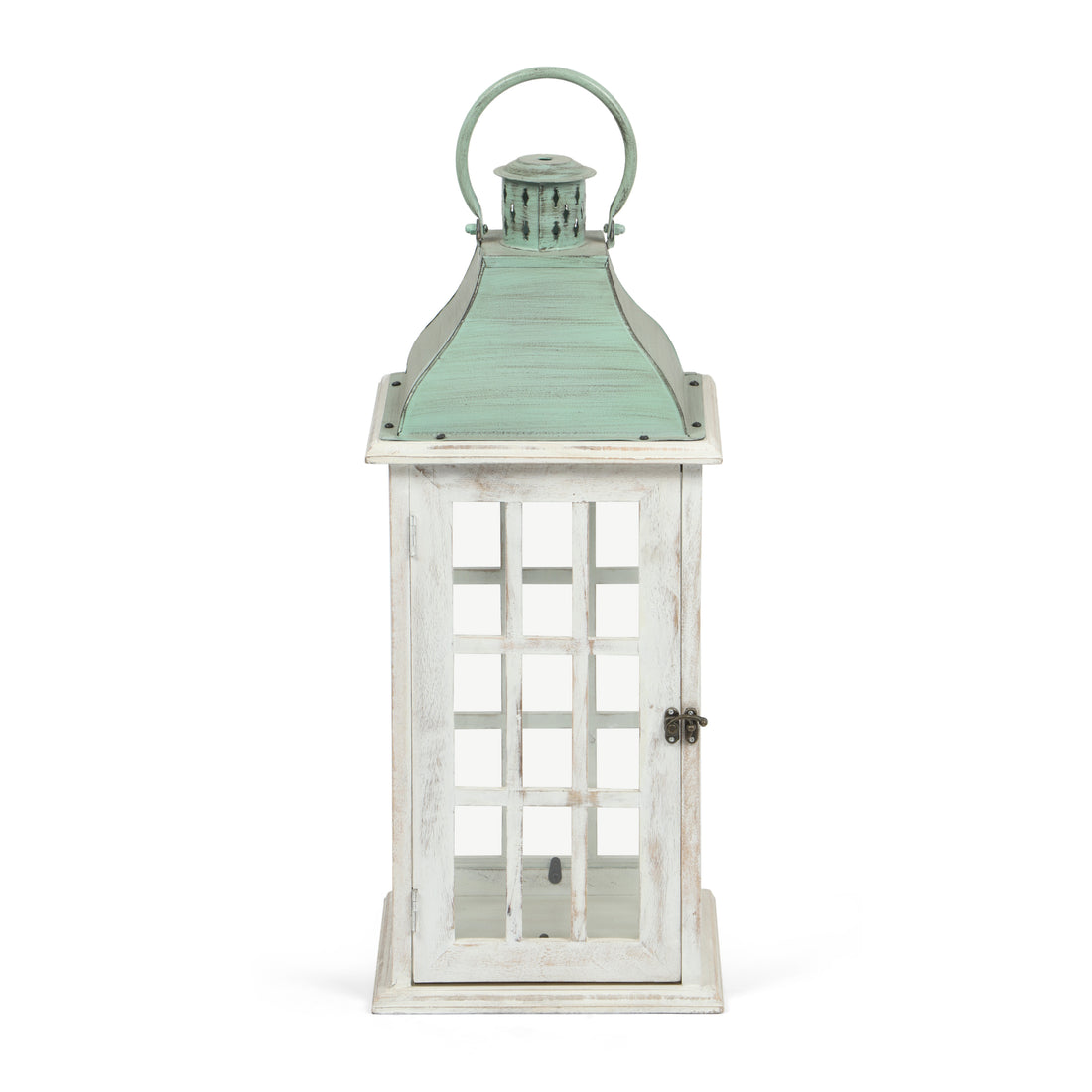 Small Lantern White Green Wood