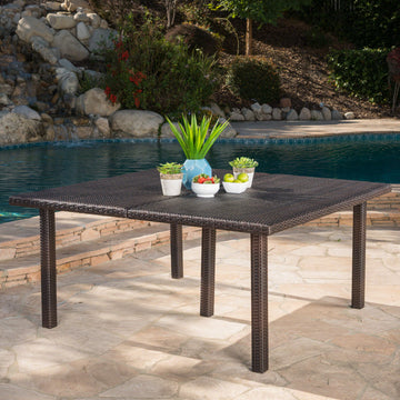 Fiona 64" Square Dining Table Brown Multi Rattan