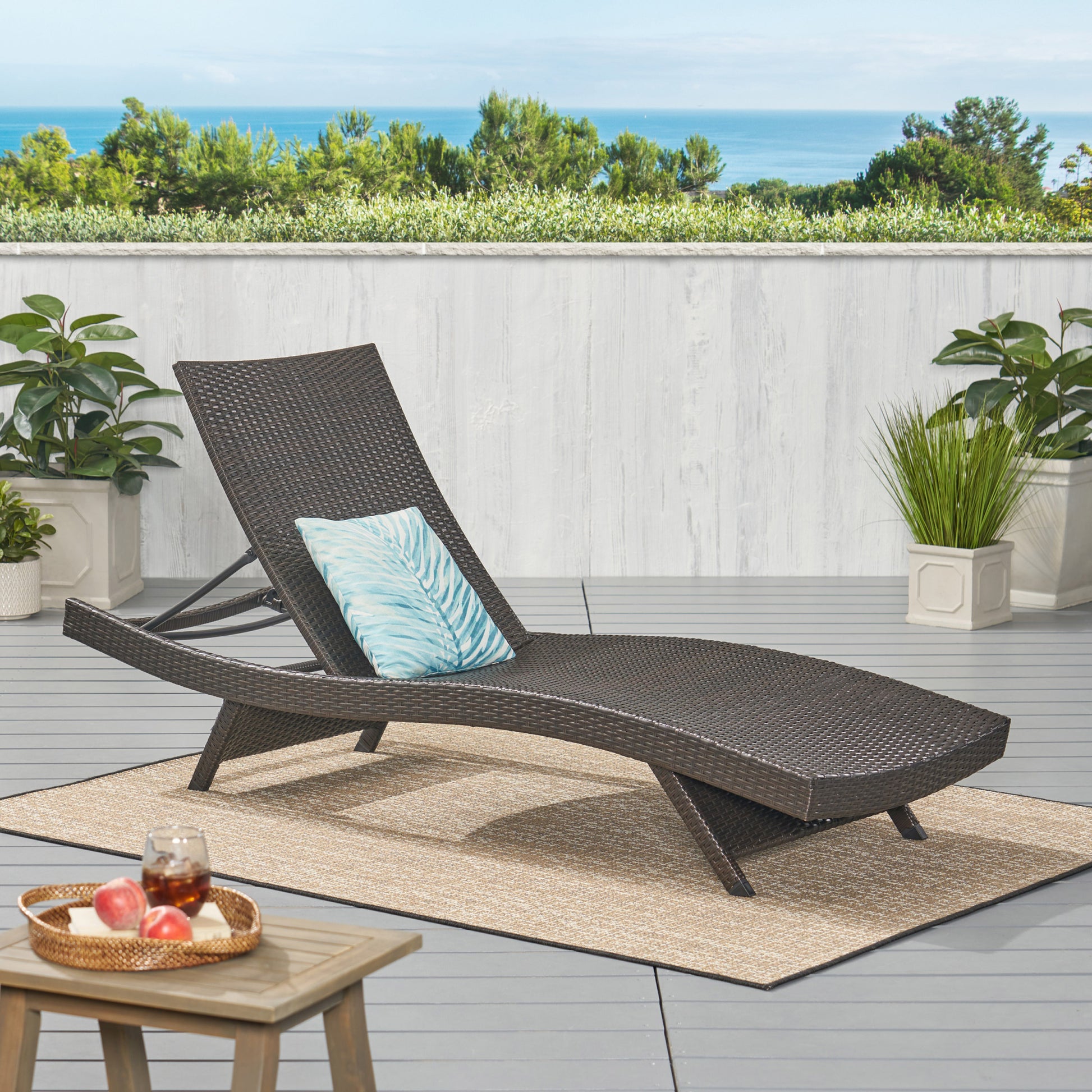 Salem Pe Wicker Chaise Lounge Brown Multi Rattan