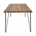 Zion Industrial Wood And Metal Rectangular Dining Table Teak Wood