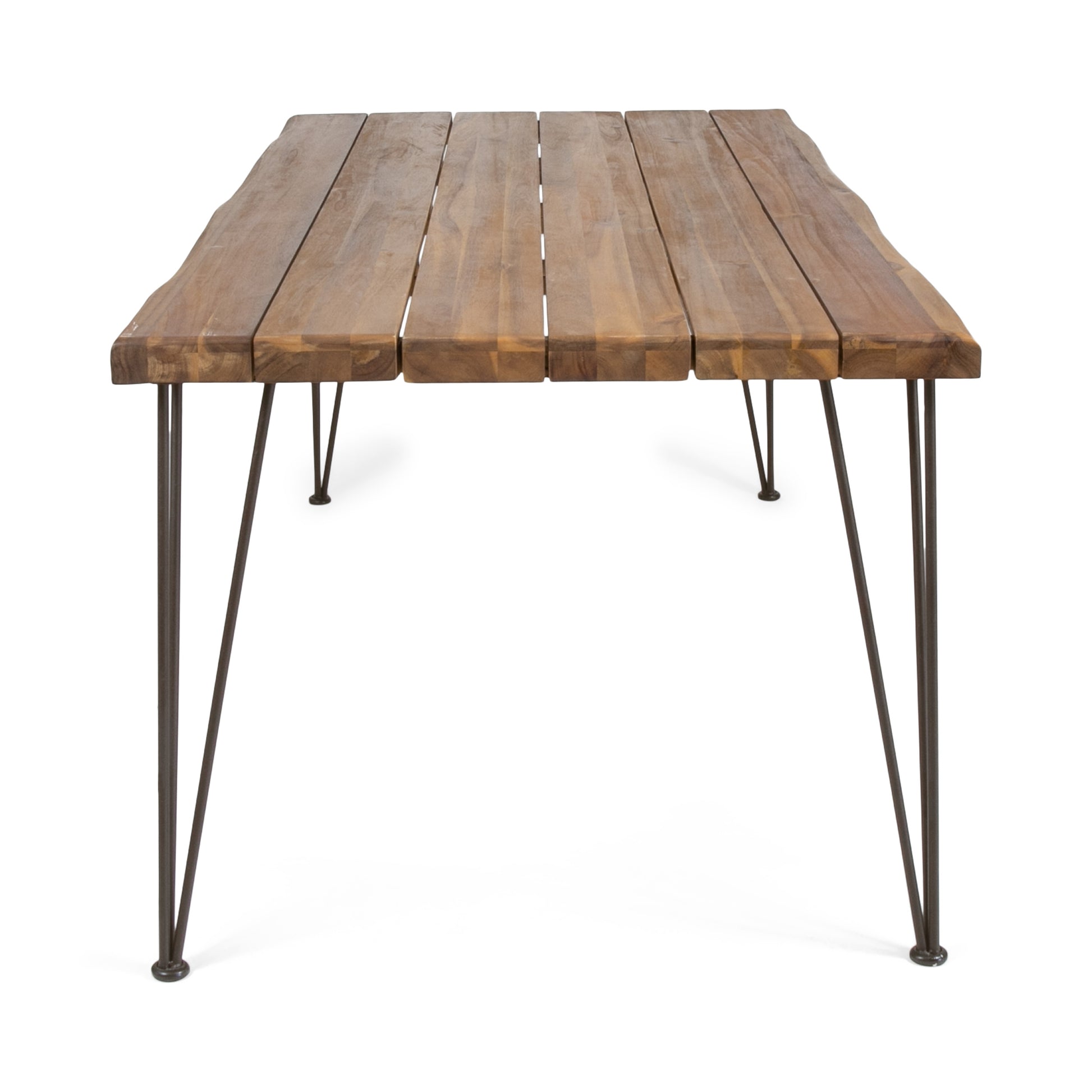 Zion Industrial Wood And Metal Rectangular Dining Table Teak Wood
