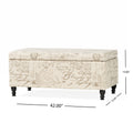 Parisian Storage Ottoman Beige Reclaimed Natural Fabric