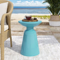 Outdoor Metal End Table Large Teal Iron