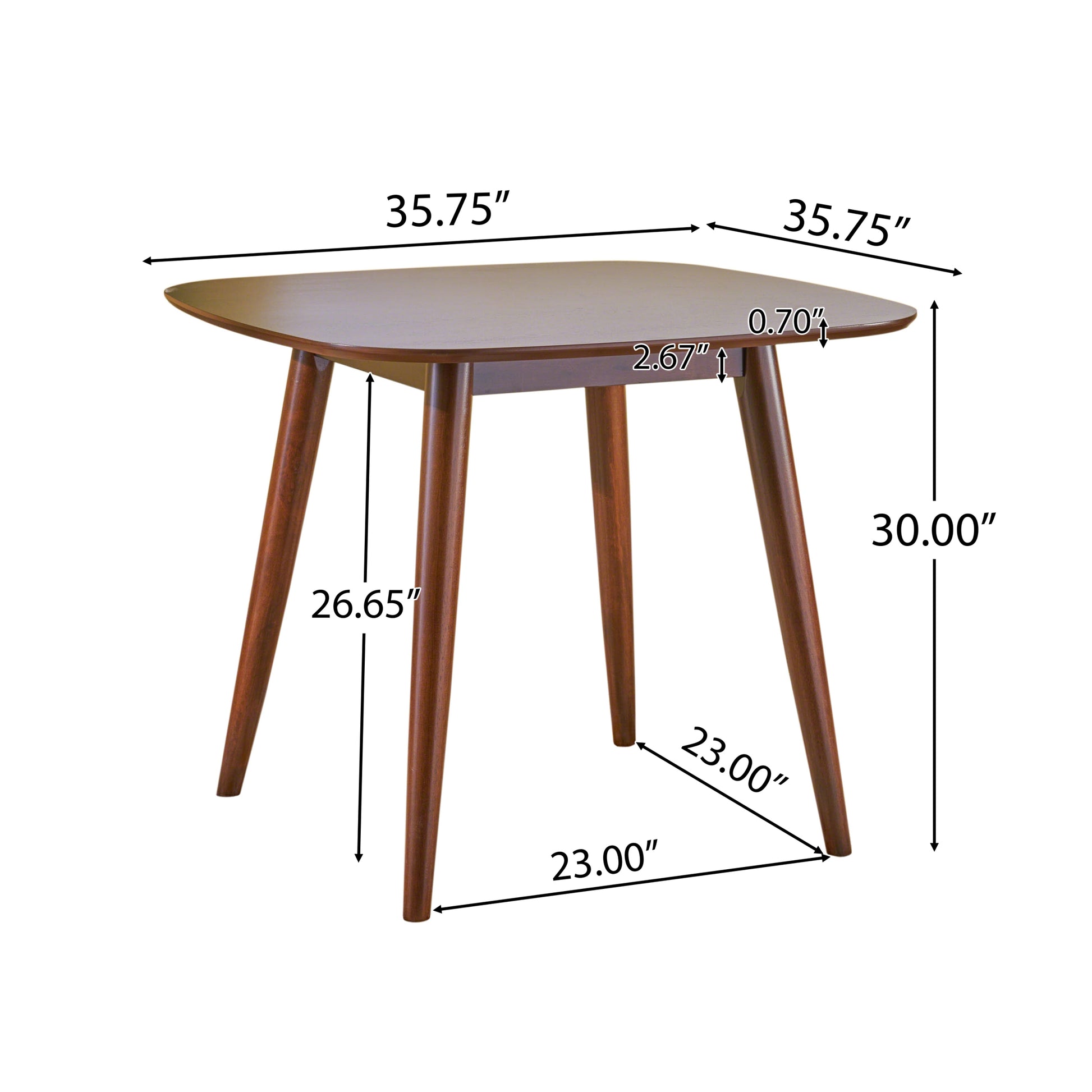 Square Dinning Table Black Dark Walnut Solid Wood Mdf