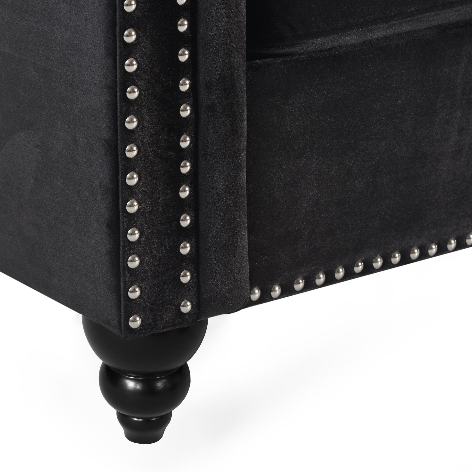 Sofa 3 Seater Black Velvet