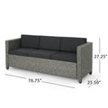 Puerta 3Seater Black Grey Pe Rattan Iron