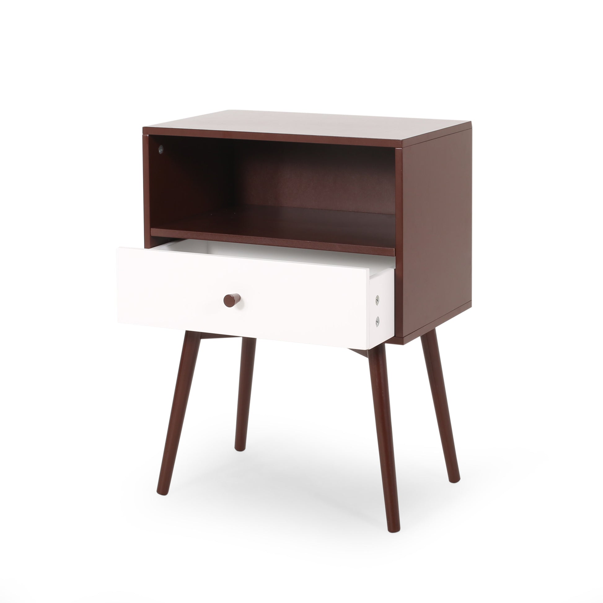 Side Table Brown White Mdf