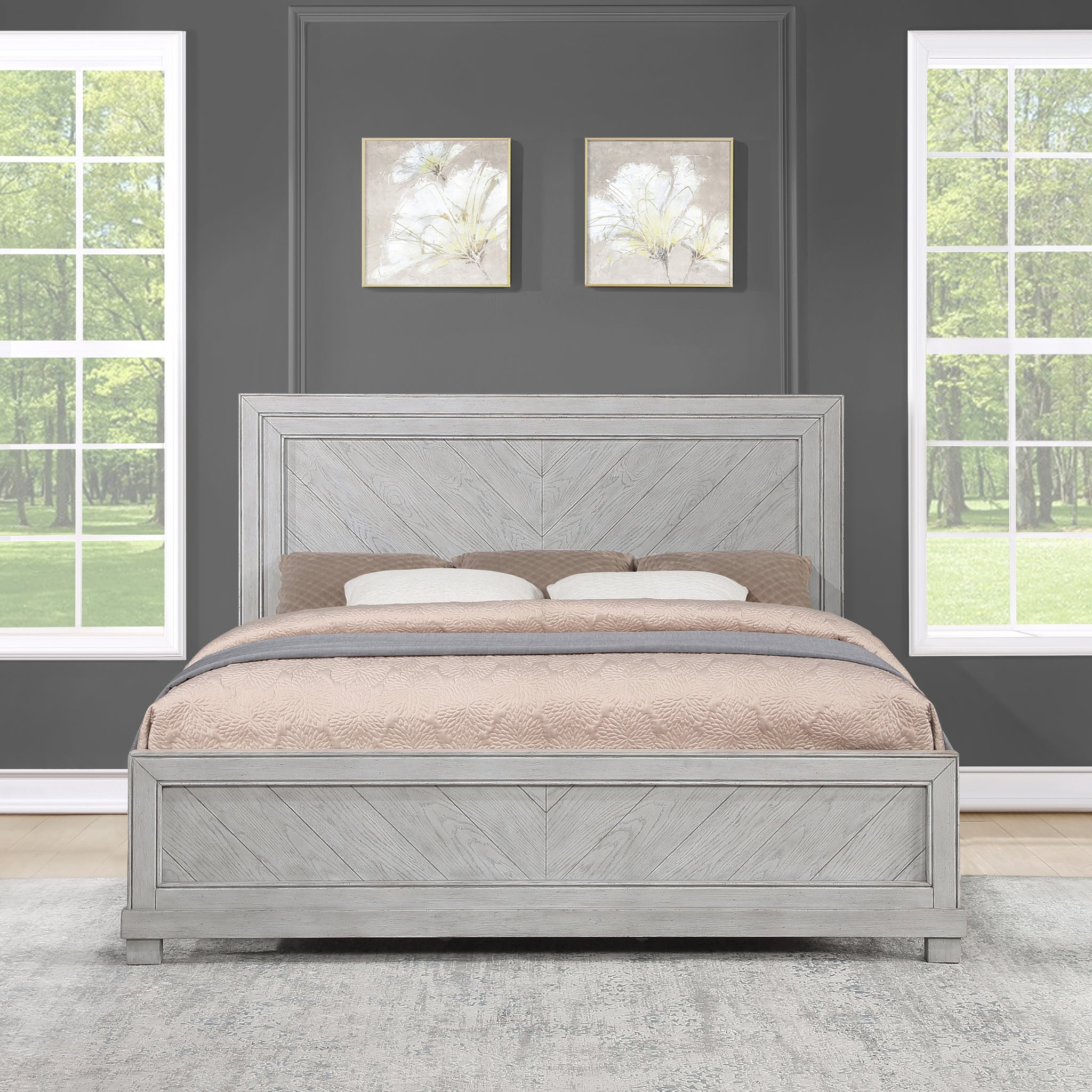 Montana Queen Bed Gray Queen Silver White Wood