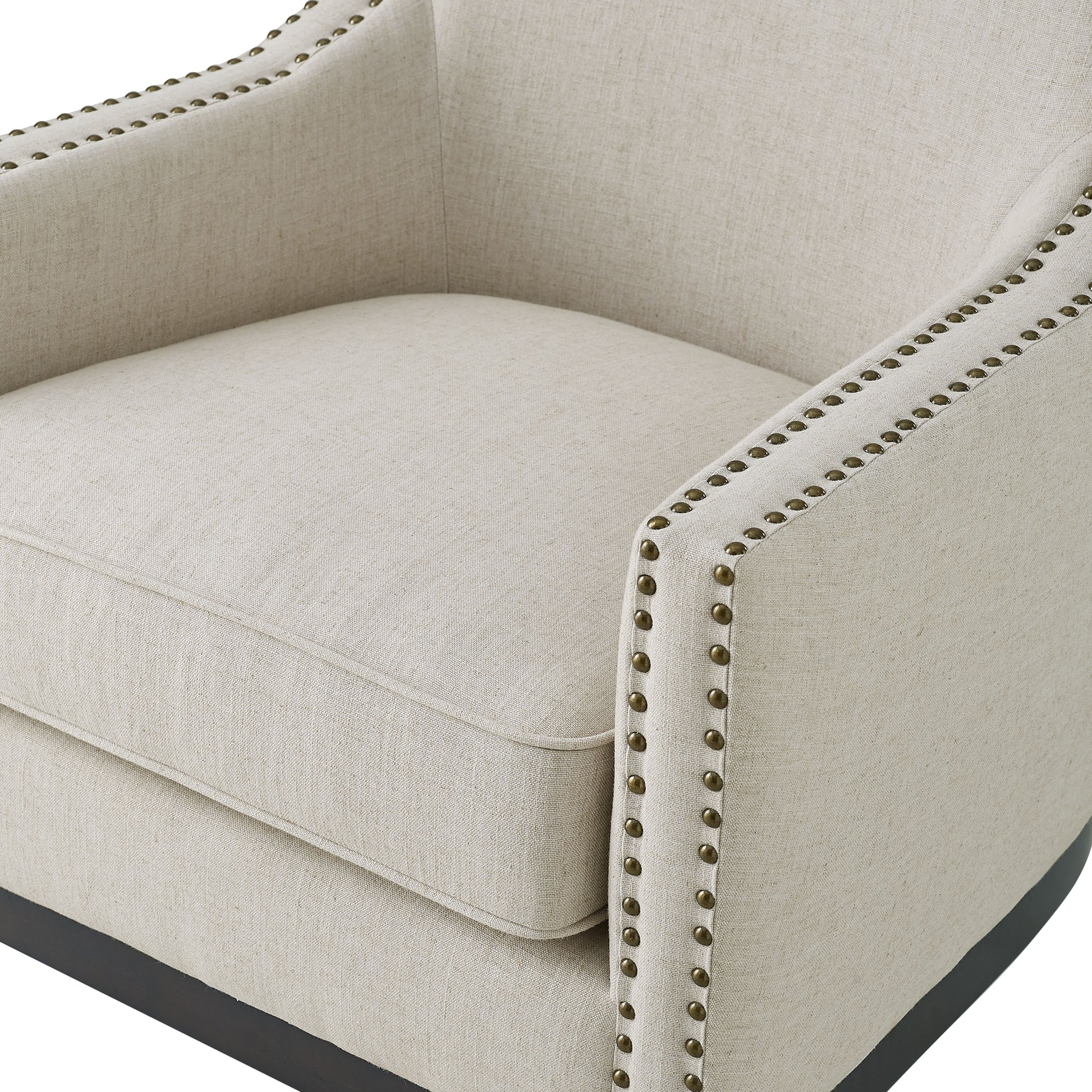 Roswell Linen Wingback Chair Pearl Silver White Faux Leather