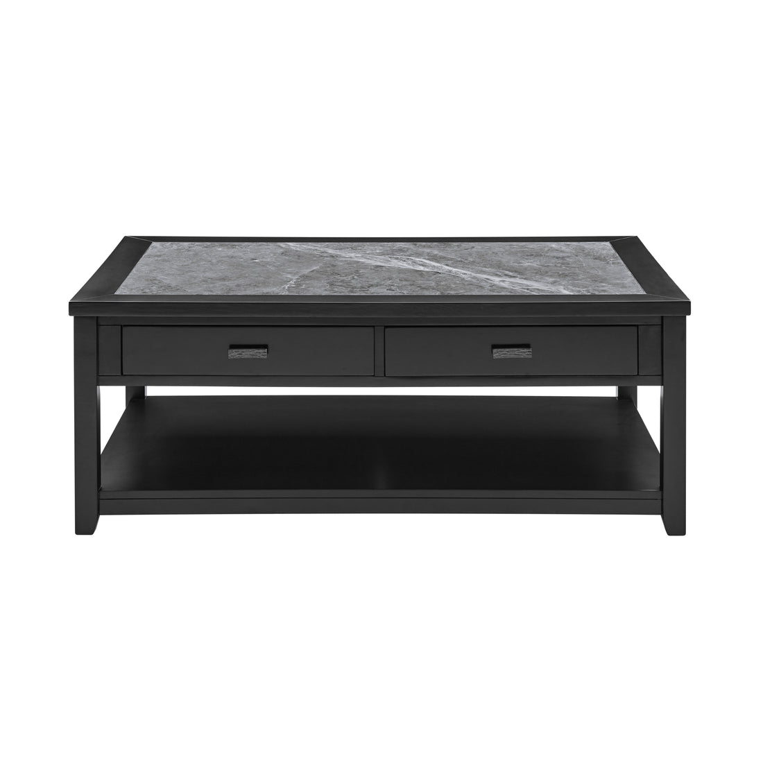 Garvine Sintered Stone Coffee Table Black Black Wood