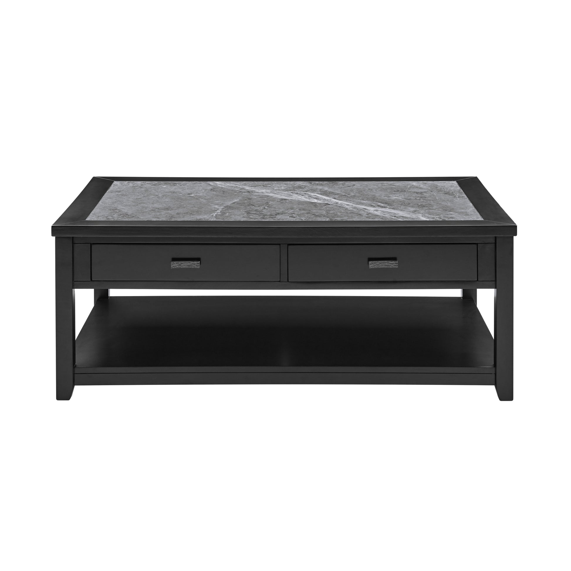 Garvine Sintered Stone Coffee Table Black Black Wood