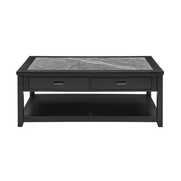 Garvine Sintered Stone Coffee Table Black Black Wood