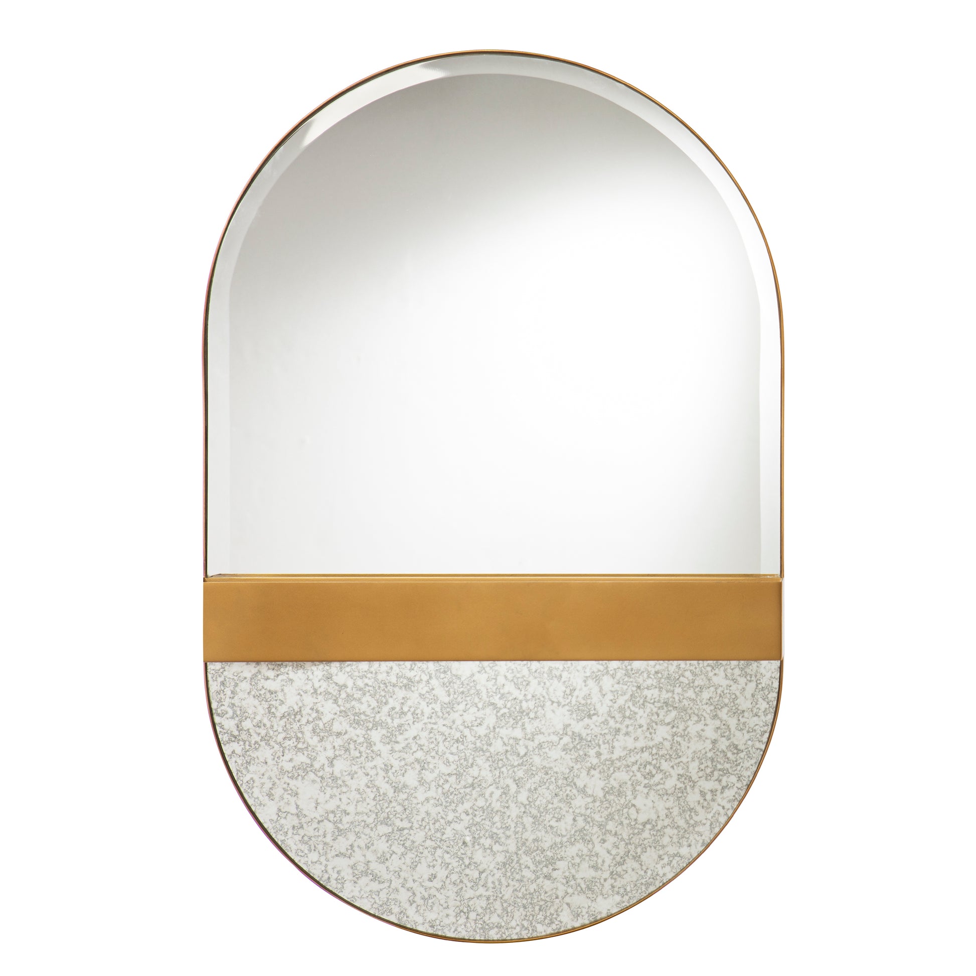 Melston Decorative Mirror W Storage Gold Iron