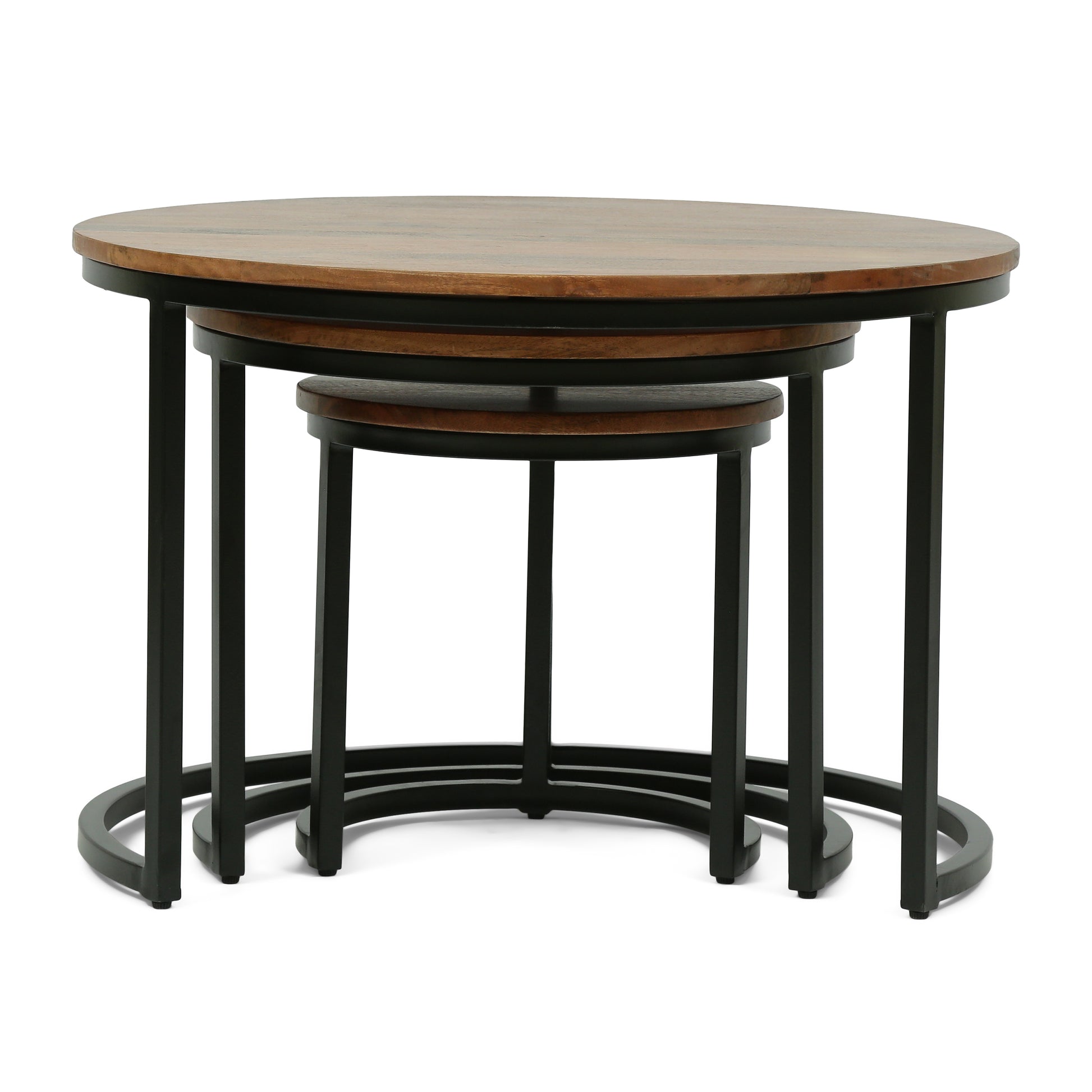 Coffee Table S 3 Black Natural Wood