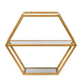 Hexagonal Shelf Antique Gold Glass