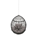 Castaic Hanging Chair With 8Ft Chain Grey Black Pe Rattan Iron