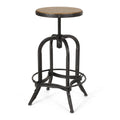 Industrial Firwood Adjustable Height Swivel Barstools Set Of 2 Natural,Pewter Metal & Wood