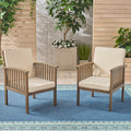 Casa Acacia Club Chair Mp2Set Of 2 Grey Cream Wood Waterproof Fabric