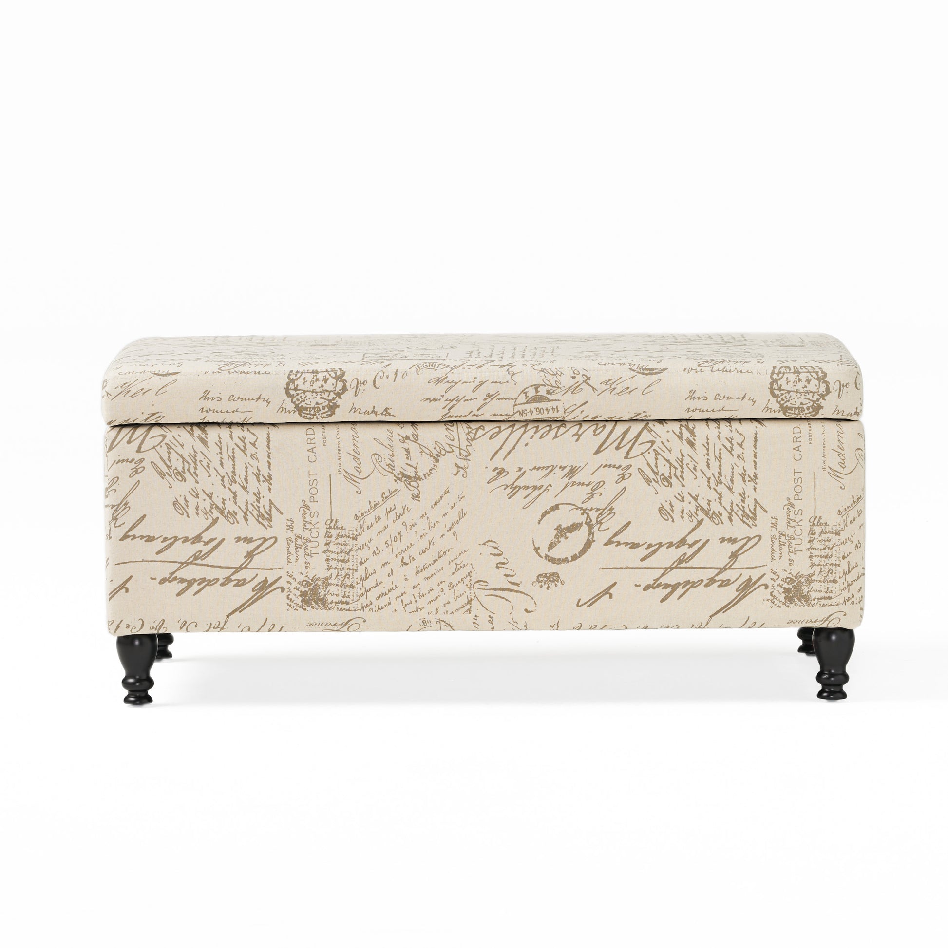 Parisian Storage Ottoman Beige Reclaimed Natural Fabric