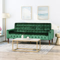 70 In. W Square Arms Velvet Straight Sofa,Living Room And Study Emerald Velvet 3 Seat