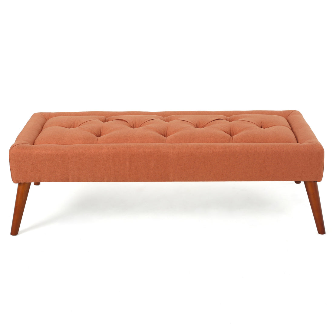 Tuft Top Ottoman Orange Fabric