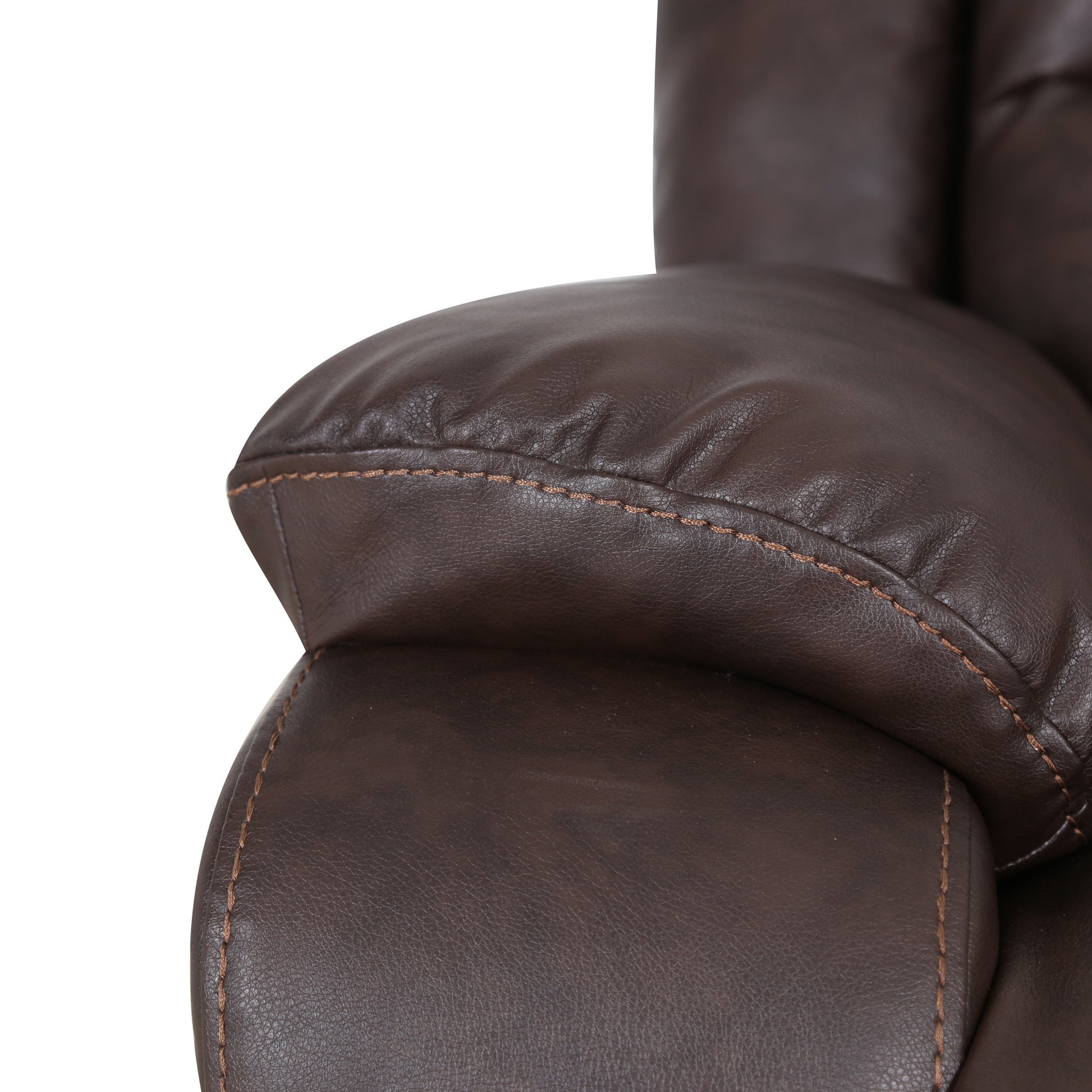 39" Wide Faux Leather Manual Swivel Standard Recliner Dark Brown Pu