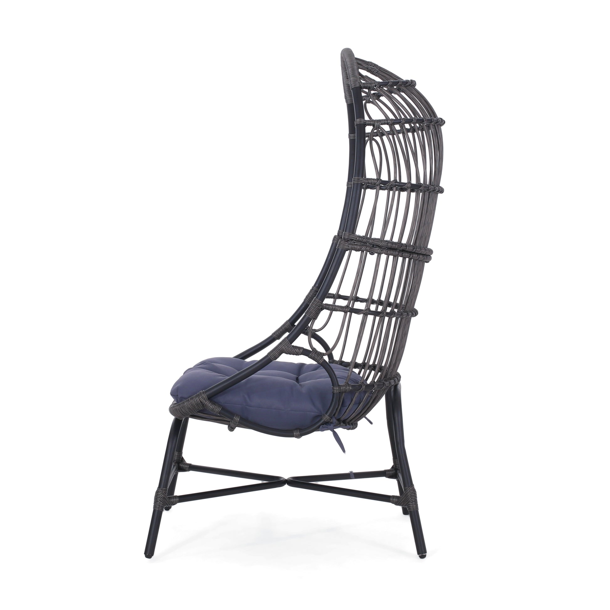 Elon Cocoon Chair Gray Pe Rattan Iron Waterproof Fabric