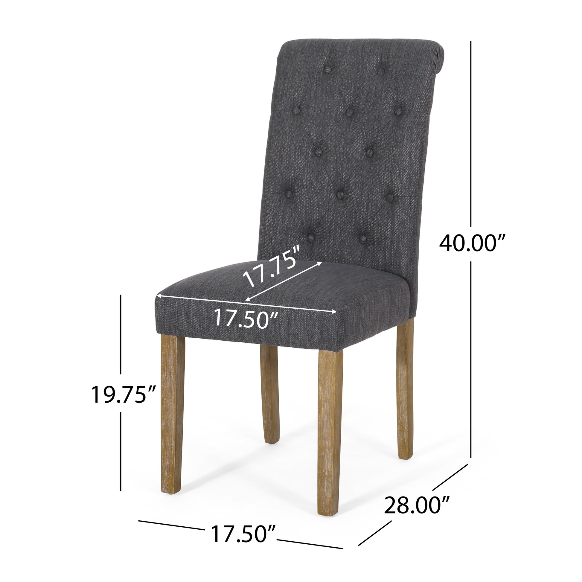 Dining Chair Mp2 Set Of 2 Charcoal Fabric