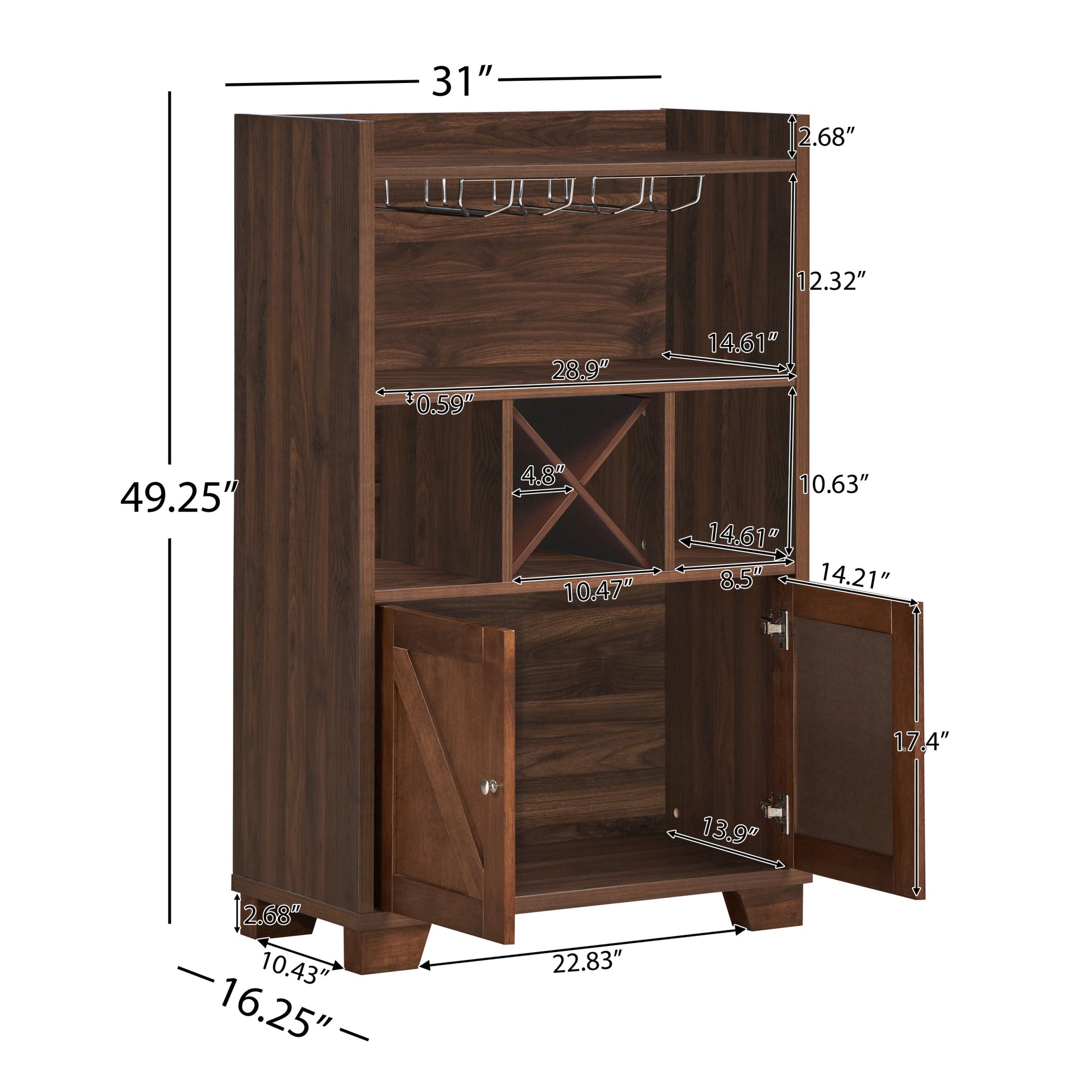 Monita Wine Cabinet Walnut Rubber Wood