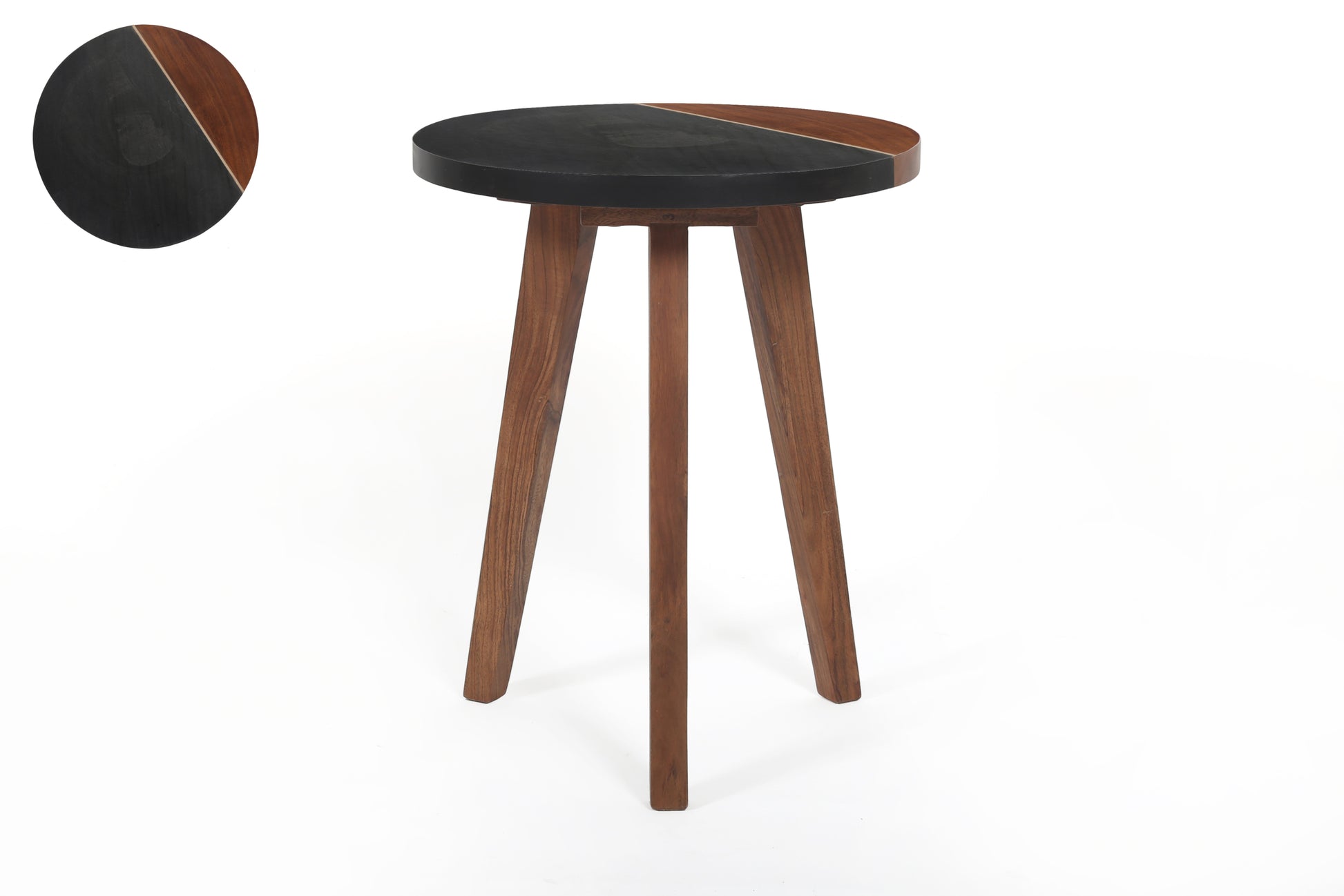 Caspian Round Accent End Table Brown Brown Wood