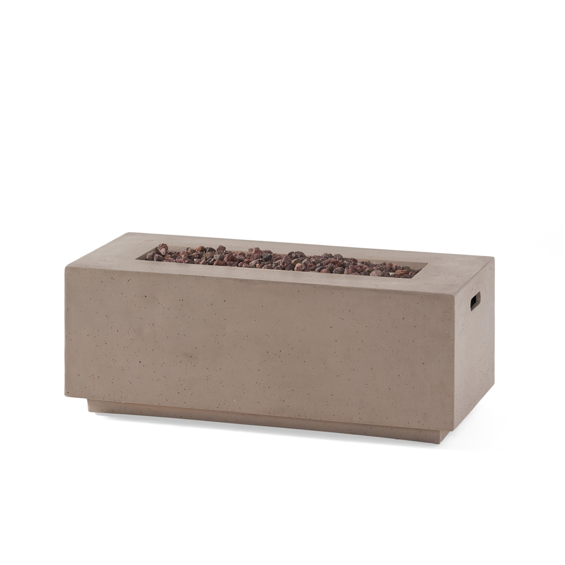 40" Outdoor 40,000 Btu Rectangular Mgo Concrete Propane Fire Pit, Dark Grey Tank Cover Not Included Light Grey Magnesium Oxide