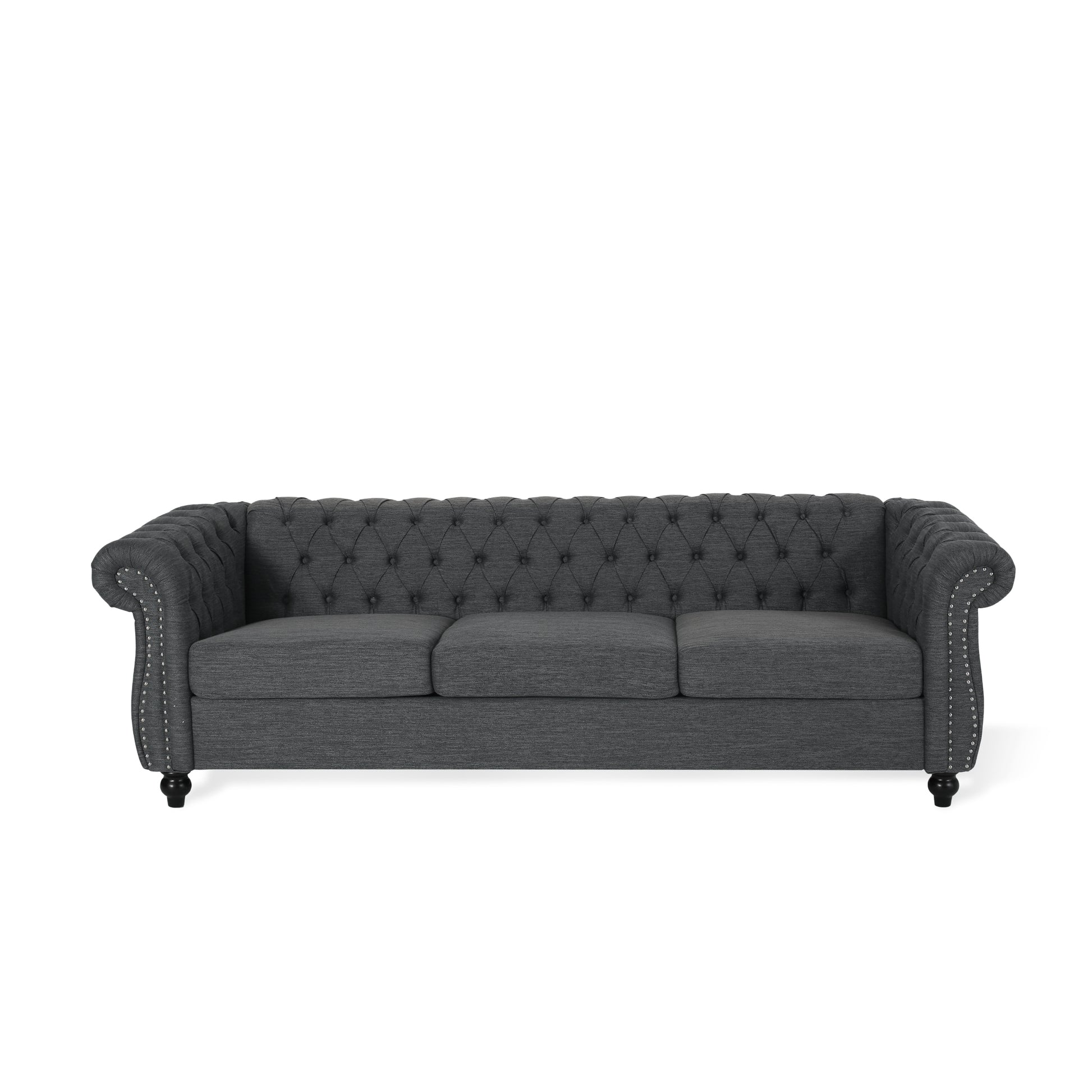 Sofa 3 Seater Charcoal Fabric 3 Seat