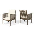 Casa Acacia Club Chair Mp2Set Of 2 Grey Cream Wood Waterproof Fabric