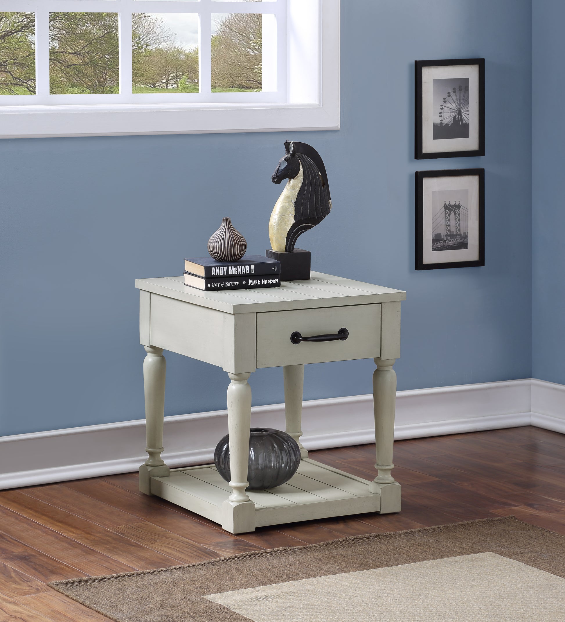 Hemingway End Table White White Wood