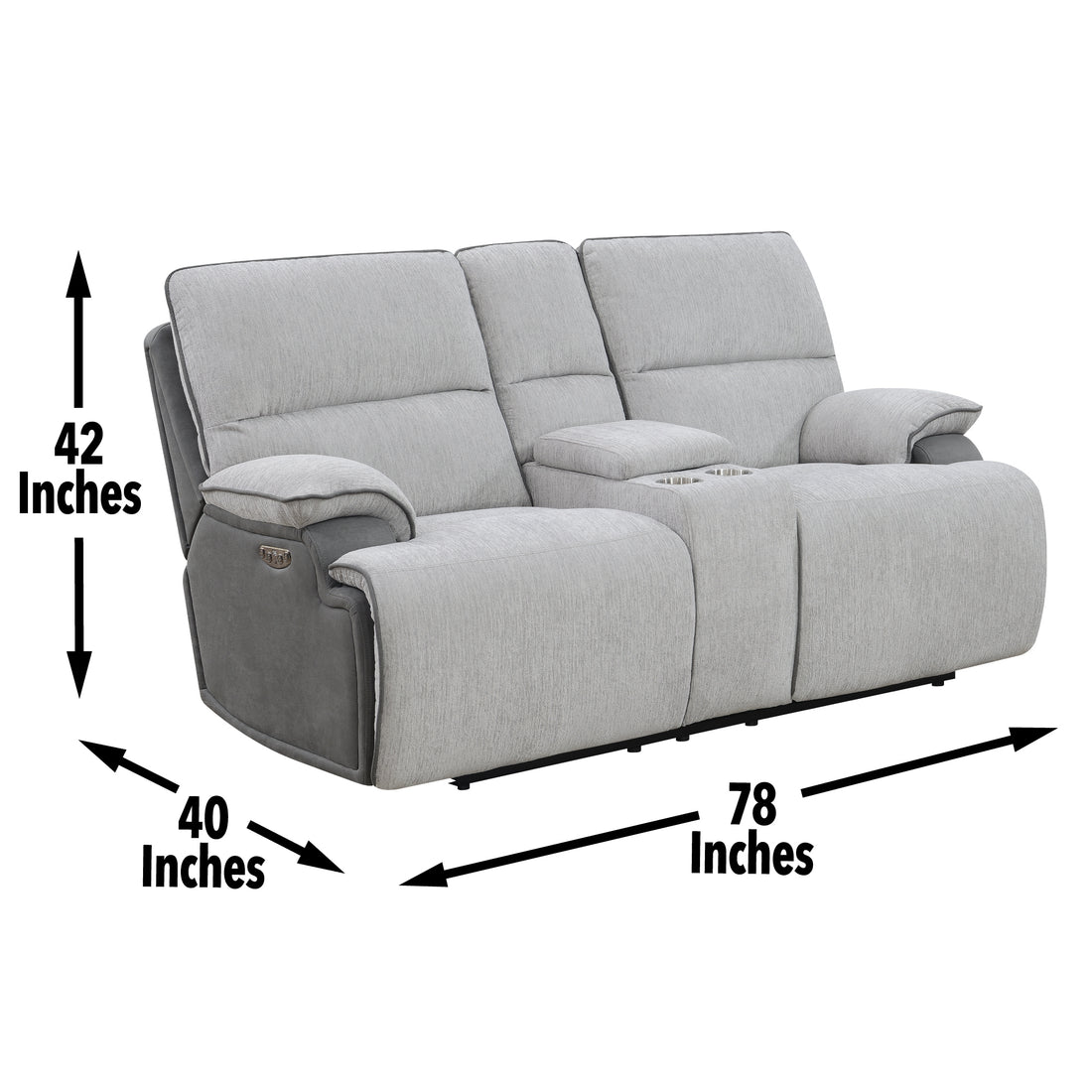 Cyprus Recliner Loveseat With Console Gray Gray Fabric 2 Seat