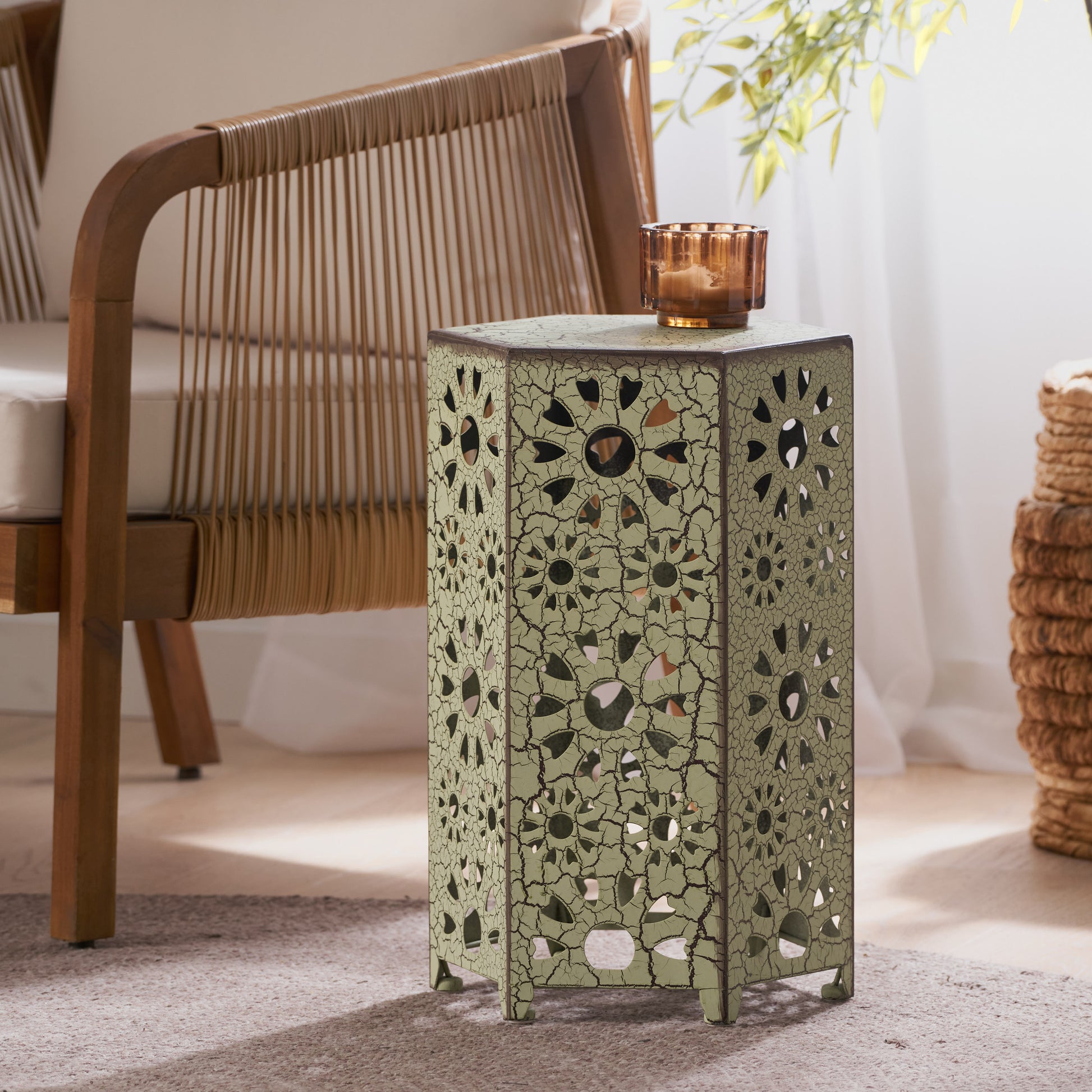 Eliana 12 "Side Table Green Iron